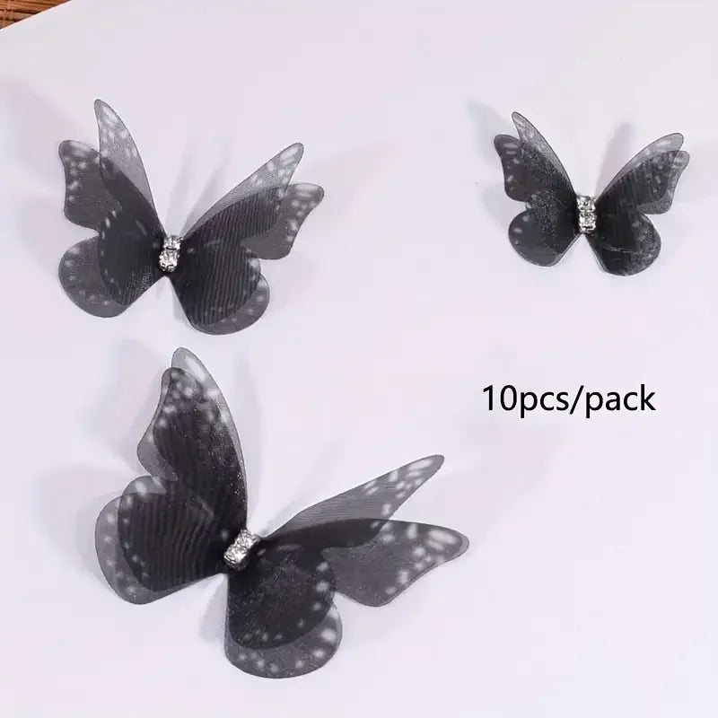 10pcs Elegant 3D Butterfly Hair Decorations – DIY Headwear & Craft Embellishments Hair Accessory Peaceful Pleasures Health and Wellness black China Mainland A pack of 10 pieces