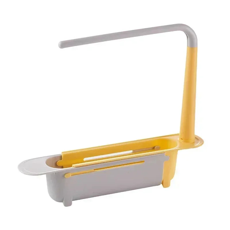 New Sink Drain Rack Storage Basket Kitchen Gadgets Telescopic Sink Shelf Sinks Organizer Soap Sponge Holder Accessories Tool Peaceful Pleasures Health and Wellness YELLOW