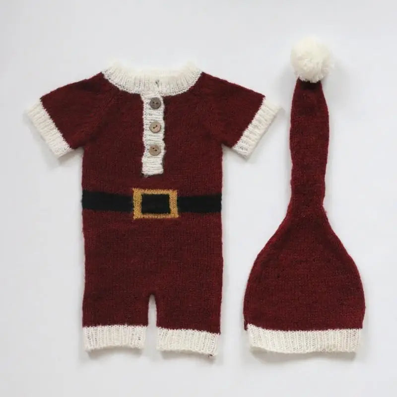 Newborn Crochet Photography Props – Baby Romper & Hat Set