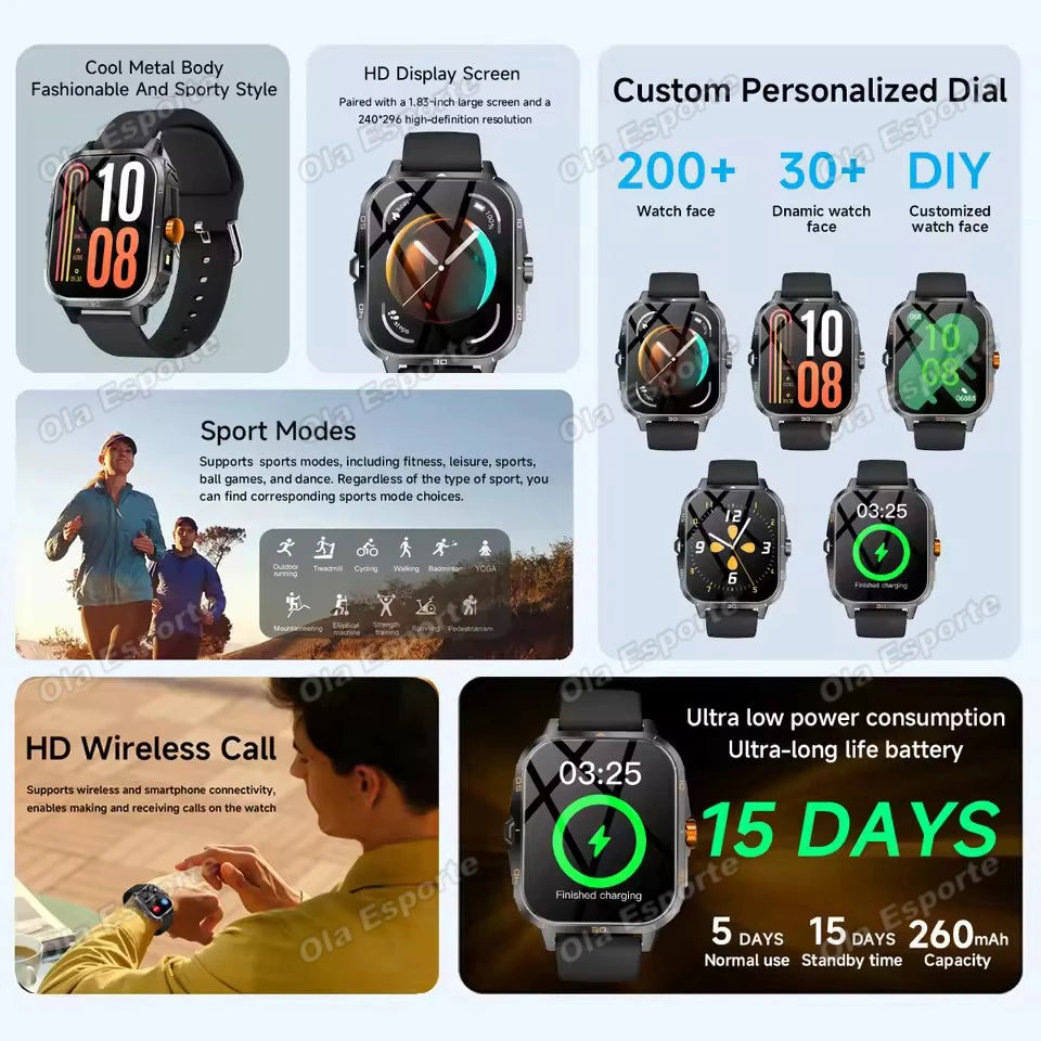2026 New Smartwatch Bluetooth Wireless Call Alarm Multi-Sports Hiking Remote Camera Music Weather Games for Gifts Man Woman Ht30 Peaceful Pleasures Health and Wellness