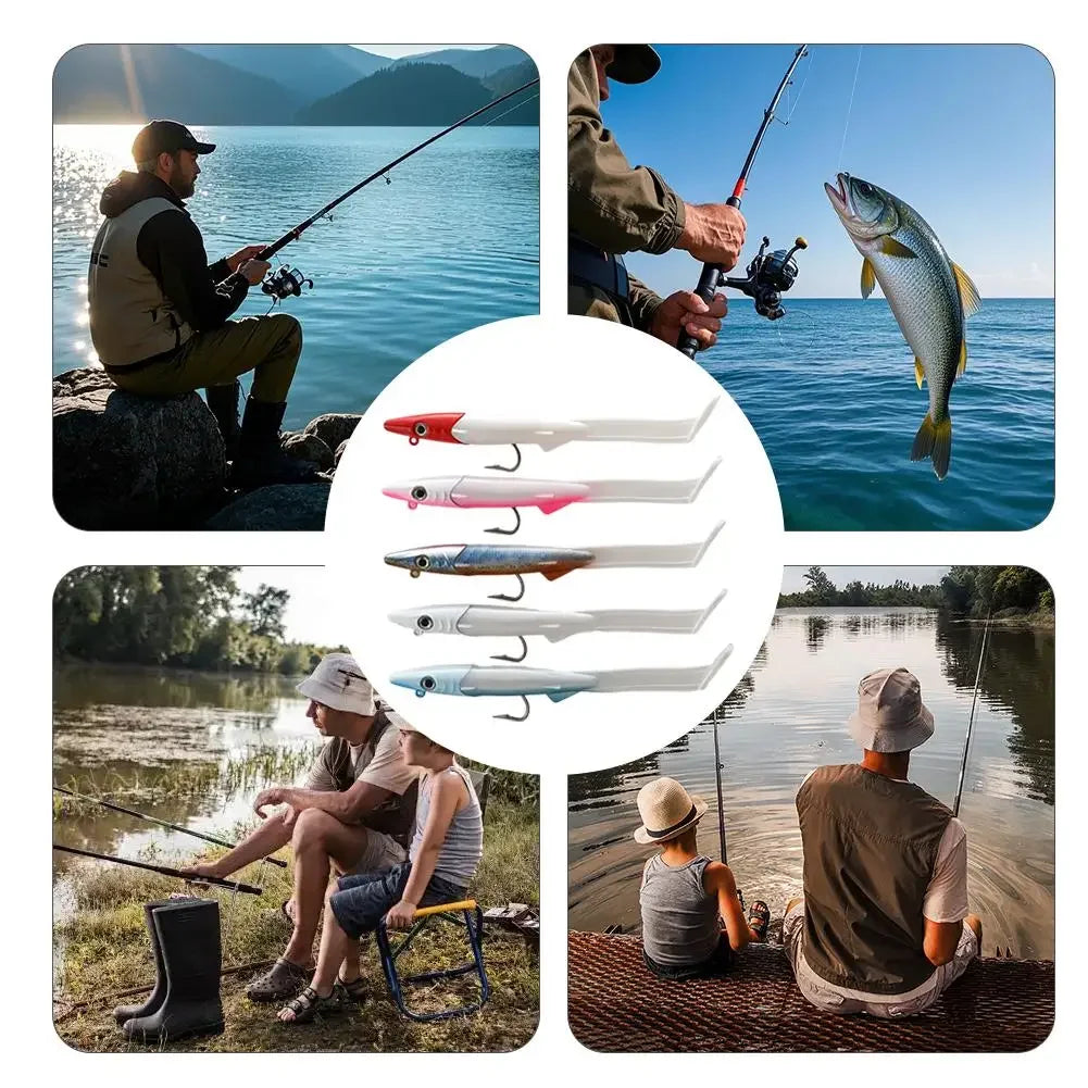 Soft Fishing Lures Kit Artificial Bait With VMC Hook 12cm 26g 2pcs/Pack Body Soft Lure for Freshwater Saltwater Fishing Peaceful Pleasures Health and Wellness