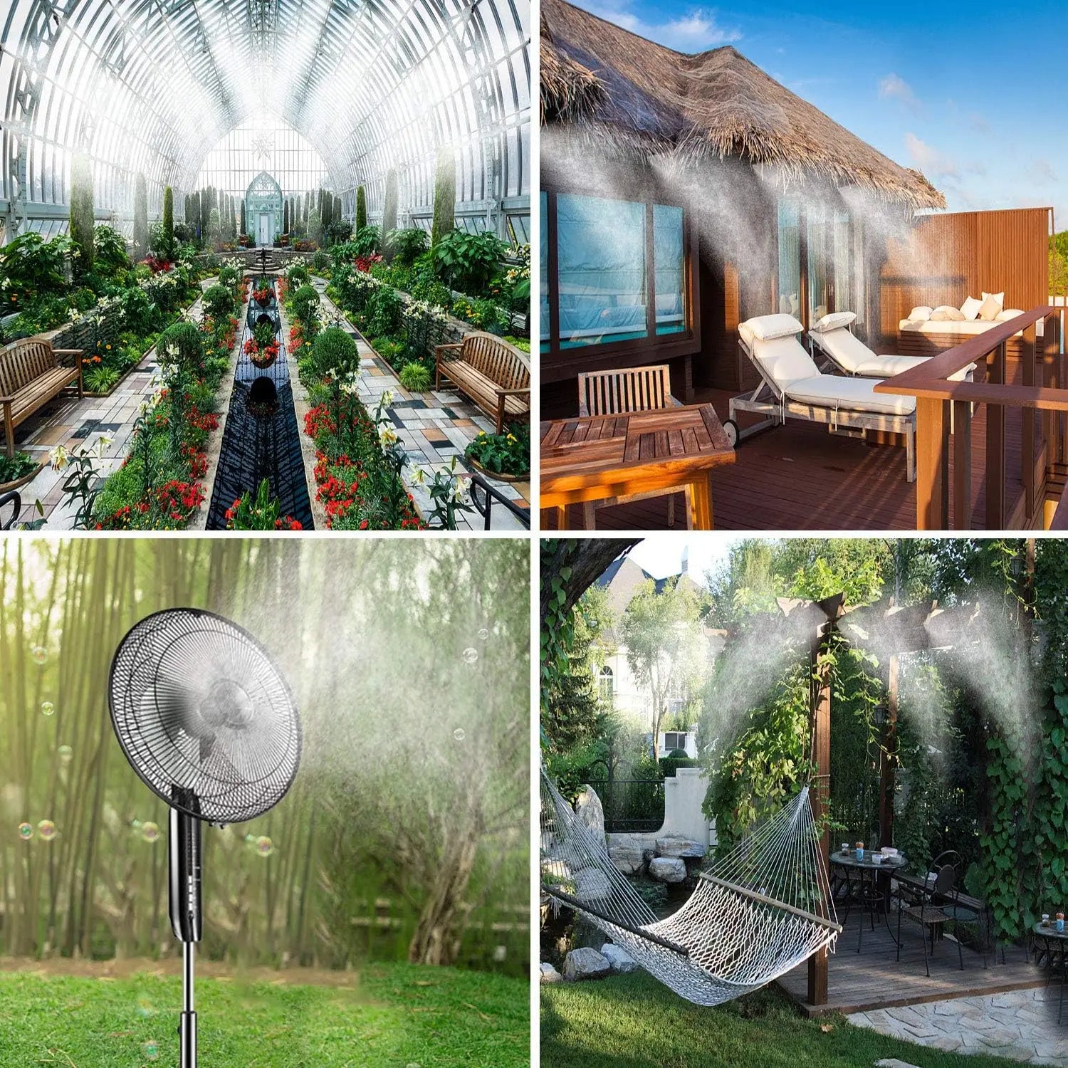 Misting Systems White, Outdoor Misting System for Cooling, Mist hose + a Brass Adapter(3/4"), Umbrella, Canopy, Backyard, White Peaceful Pleasures Health and Wellness
