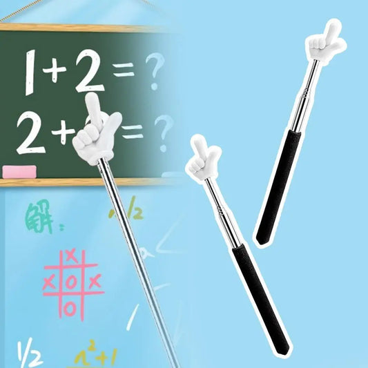 1PC Stainless Steel School Office Teaching Pointer Telescopic Rod Finger Design Teaching Stick Finger Reading Sticks Peaceful Pleasures Health and Wellness