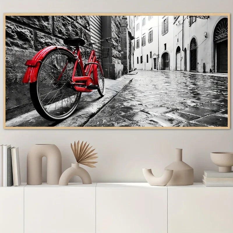 Street Paths Bicycles Canvas Wall Art Poster – Modern Unframed Canvas Wall Art Peaceful Pleasures Health and Wellness