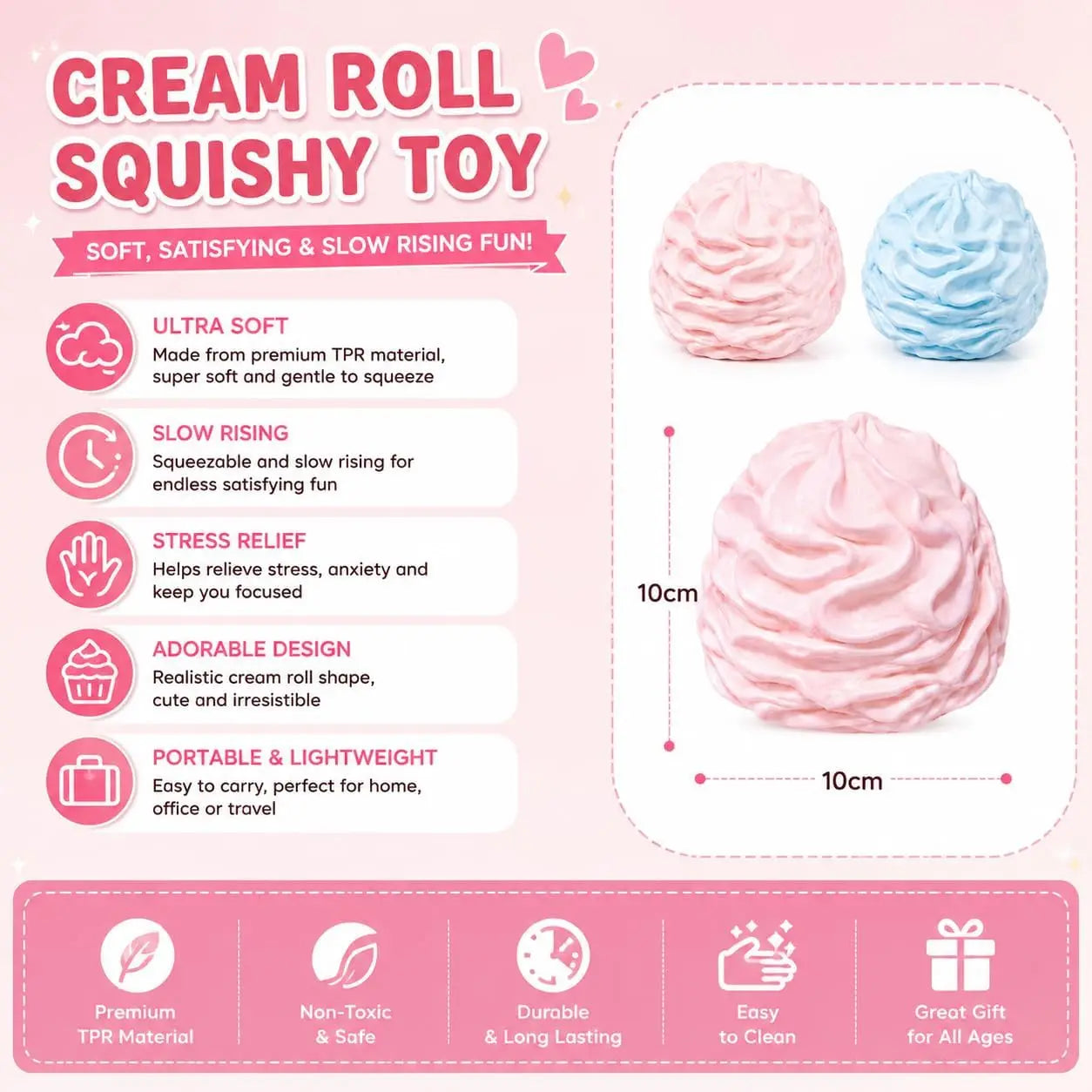 Cream Roll Squishy Toy – Slow Rising Dessert Fidget Squeeze