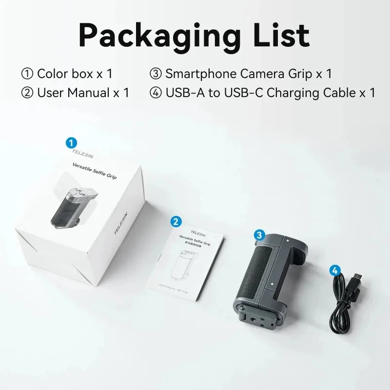 TELESIN Phone Camera Multifunction Selfie Handle Bluetooth Phone Stand Selfie Extendable Selfie Stick Detachable Remote Shutter Peaceful Pleasures Health and Wellness Selfie Grip
