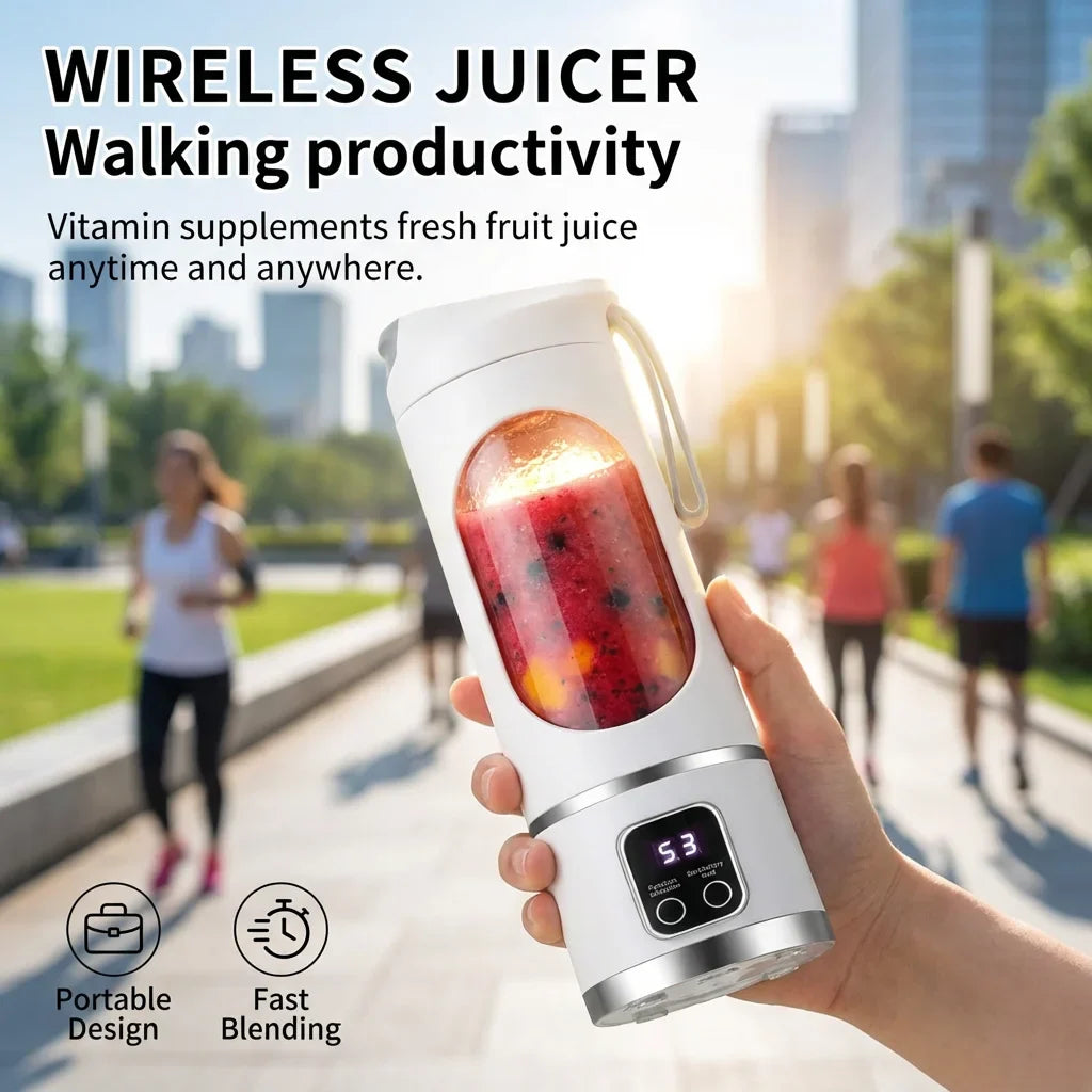 Mini Electric Juicer Cup 450ml – Digital Display & Crushed Ice