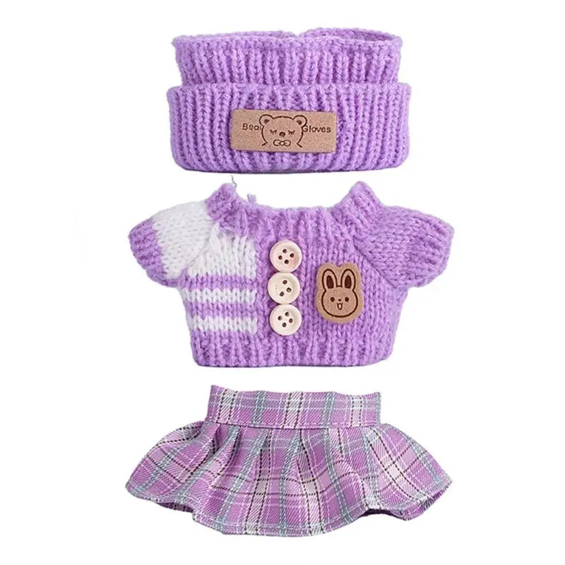 17cm Doll Sweater Pants Hat Set | 1/12 Scale Fashion Outfit