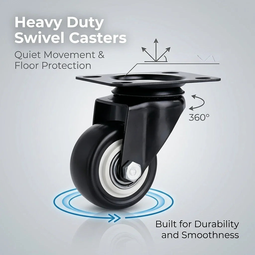 4-Pack 1.5" Silent 360° Swivel Furniture Caster Wheels