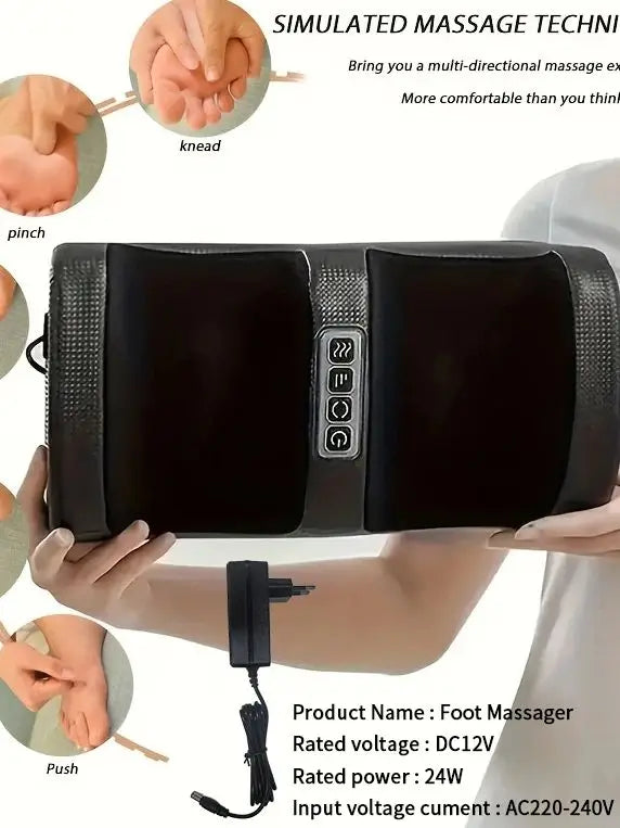 Heating and Kneading Foot Massager, Dual-Direction Kneading with 20 Massage Heads, Foot and Leg Massager, Constant Temperature Heating, Smart Timer, Plug and Play, Thanksgiving and Christmas Gift Peaceful Pleasures Health and Wellness black EU Plug 220 V