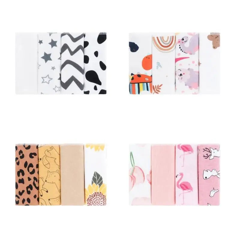 Baby Washcloths Set of 4 | Soft Cartoon Newborn Face Towels