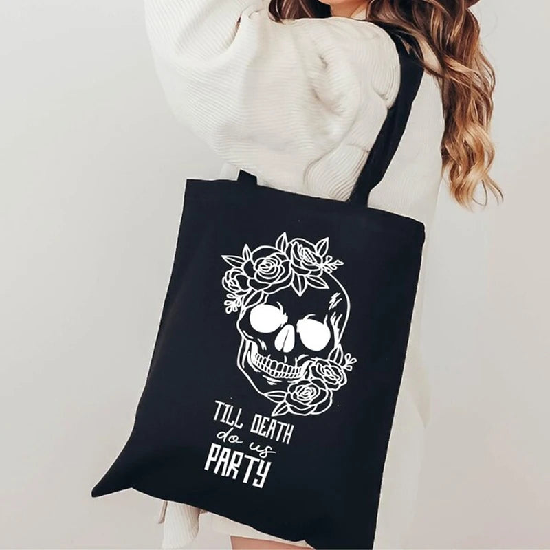 Bride or Die Black White Tote Bag | Halloween Bachelorette Gift