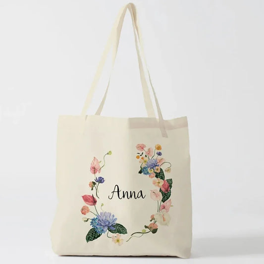 Personalized Flower Tote Bag | Wedding Bridesmaid Party Gift Personalized Tote Bag Peaceful Pleasures Health and Wellness