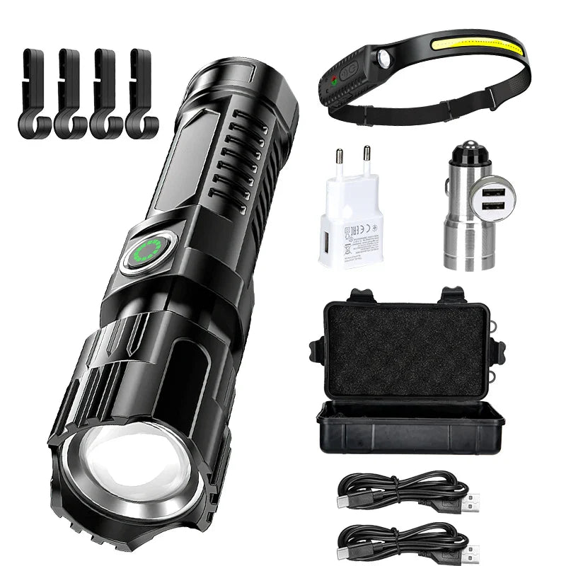 Rechargeable Zoomable LED Flashlight – Waterproof Tactical Torch