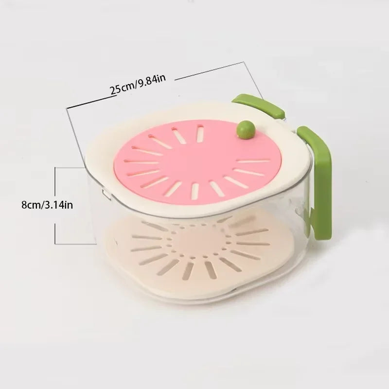 2-in-1 Double Layer Drain Basket, Fruit Drainer Container with Foldable Handle, Multi-Functional Food Strainer Peaceful Pleasures Health and Wellness