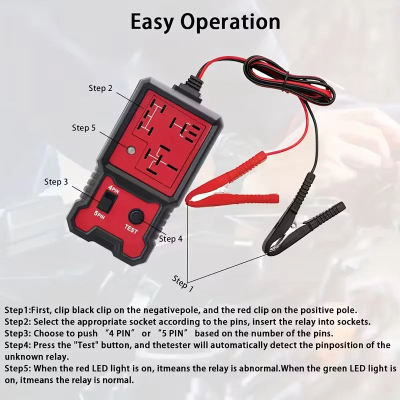 12V Automotive Relay Tester – 4-Pin & 5-Pin with Battery Clamp Peaceful Pleasures Health and Wellness