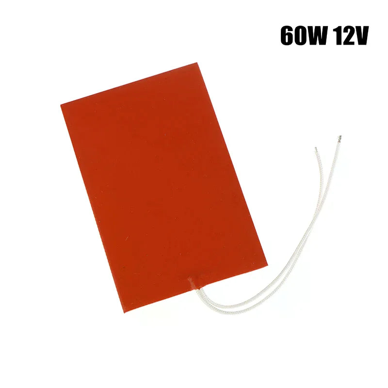 12V 60W Silicone Heating Pad | Flexible Rubber Heat Mat for 3D Printer