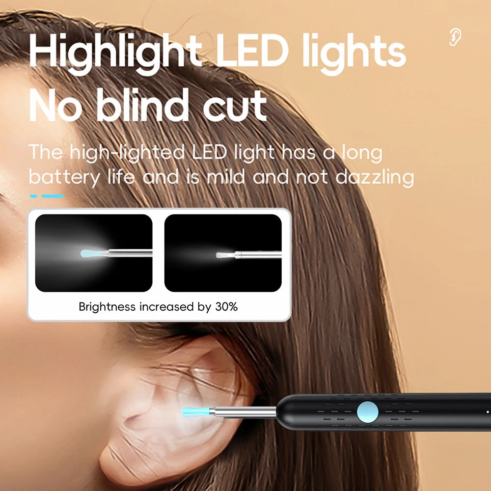 Visual Ear Cleaner Ear Wax Removal Tool with Camera Wireless Visual Ear Pick Otoscope for Adults Kids Rechargeable Home Use Peaceful Pleasures Health and Wellness