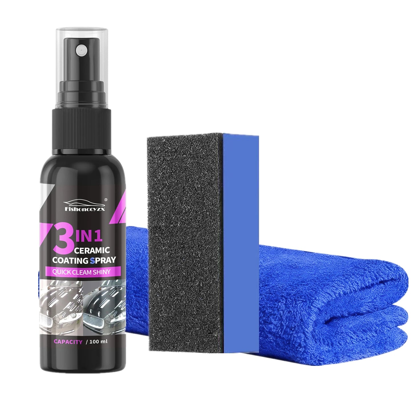 3 in 1 Car Ceramic Liquid Coating Spray Nano Crystal Hydrophobic Layer Polishing Agent High Gloss Paint Protection Wax Car Care Peaceful Pleasures Health and Wellness 100ml set