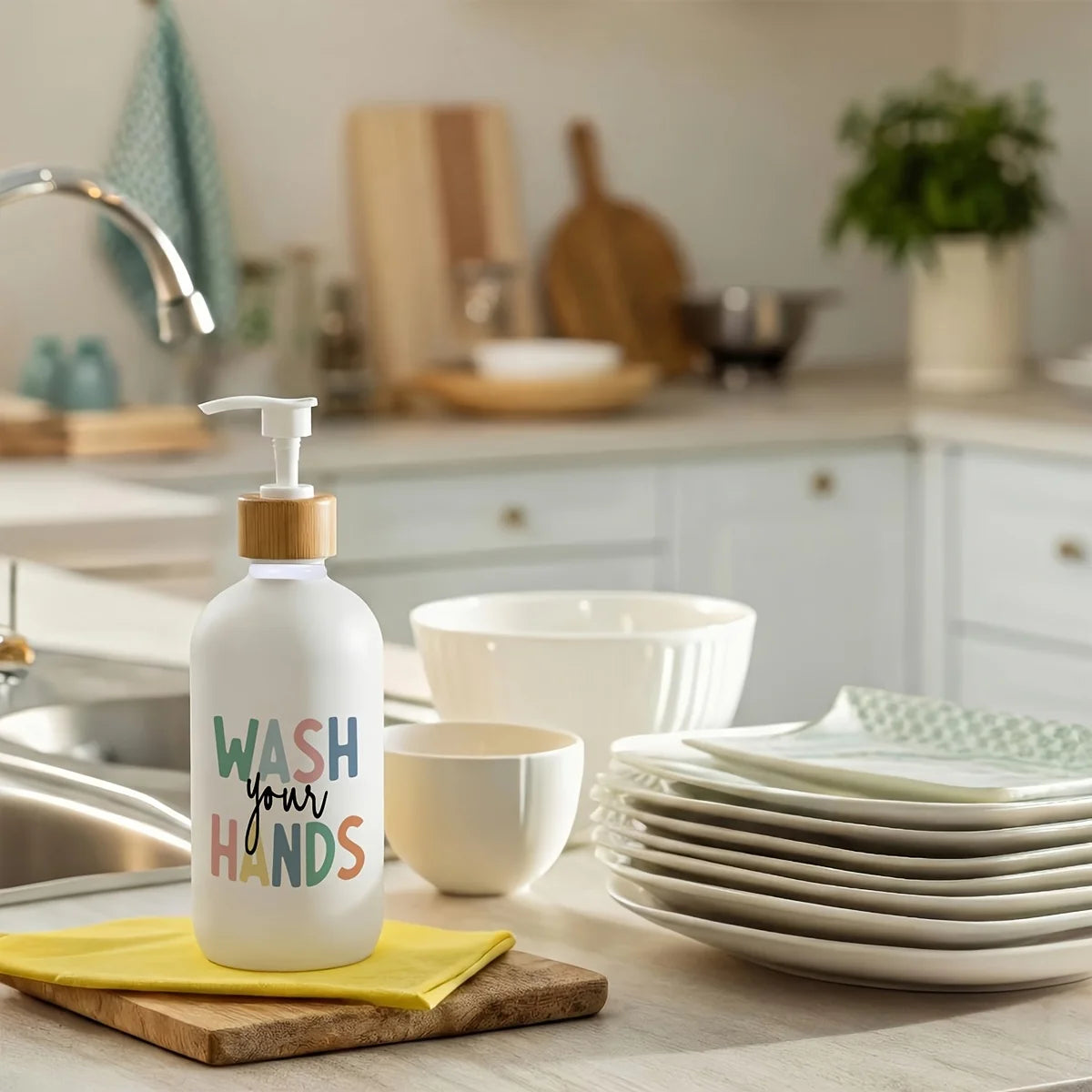 Boho Soap Dispenser with Pump – Refillable Countertop Hand Soap Pump Bottle