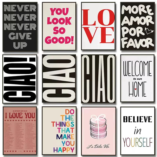 Hello Inspired Ciao Wall Art Canvas Painting Love Inspirations Quote Posters Minimalisme for Living Room Home Decor Cuadros Peaceful Pleasures Health and Wellness