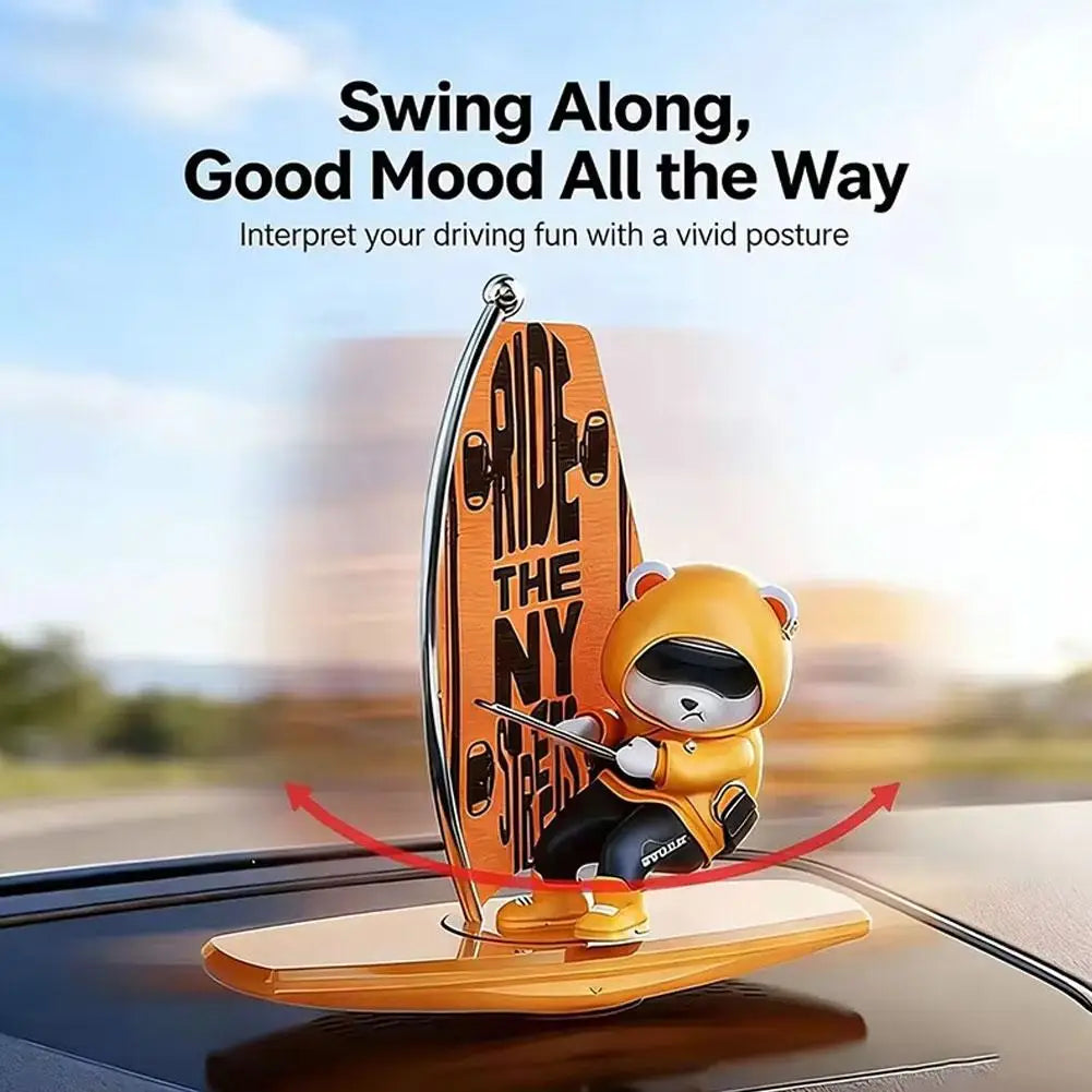 Creative Car Ornaments, Surfing Bears, Swinging And Rotating Cartoon Car Ornaments, Interior Decorative Items For Cars Peaceful Pleasures Health and Wellness
