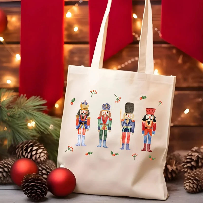 Christmas Nutcracker Canvas Tote Bag | Holiday Gift & Party Holiday Canvas Tote Peaceful Pleasures Health and Wellness
