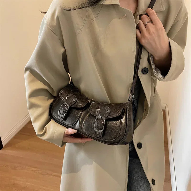 Autumn Winter New Vintage Armpit Bag for Women Stylish Trendy High Grade Texture Crescent Shoulder Bag Fashion Daily Commute Bag Peaceful Pleasures Health and Wellness