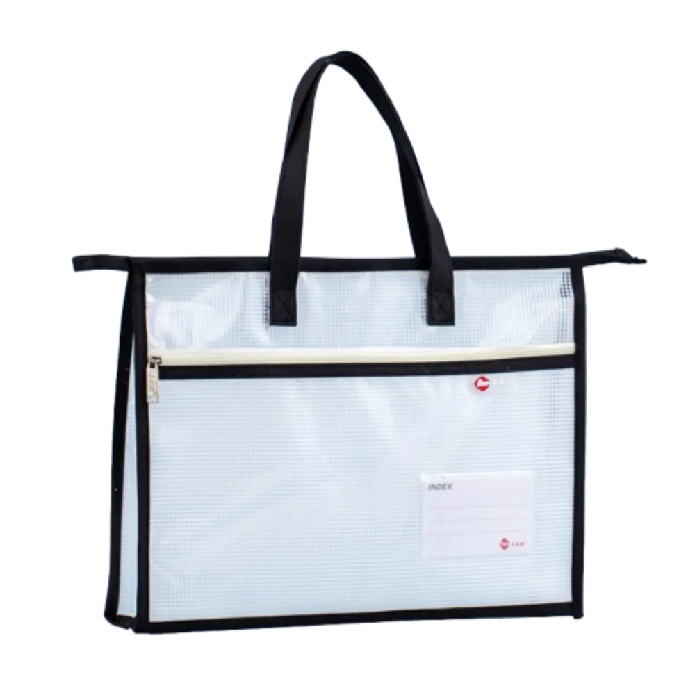 Clear A3/A4 File Storage Bag Thickened Multi-layer Zipper Pouch Bag Large Capacity Waterproof Data Document Bag File Holder Peaceful Pleasures Health and Wellness Black-A3