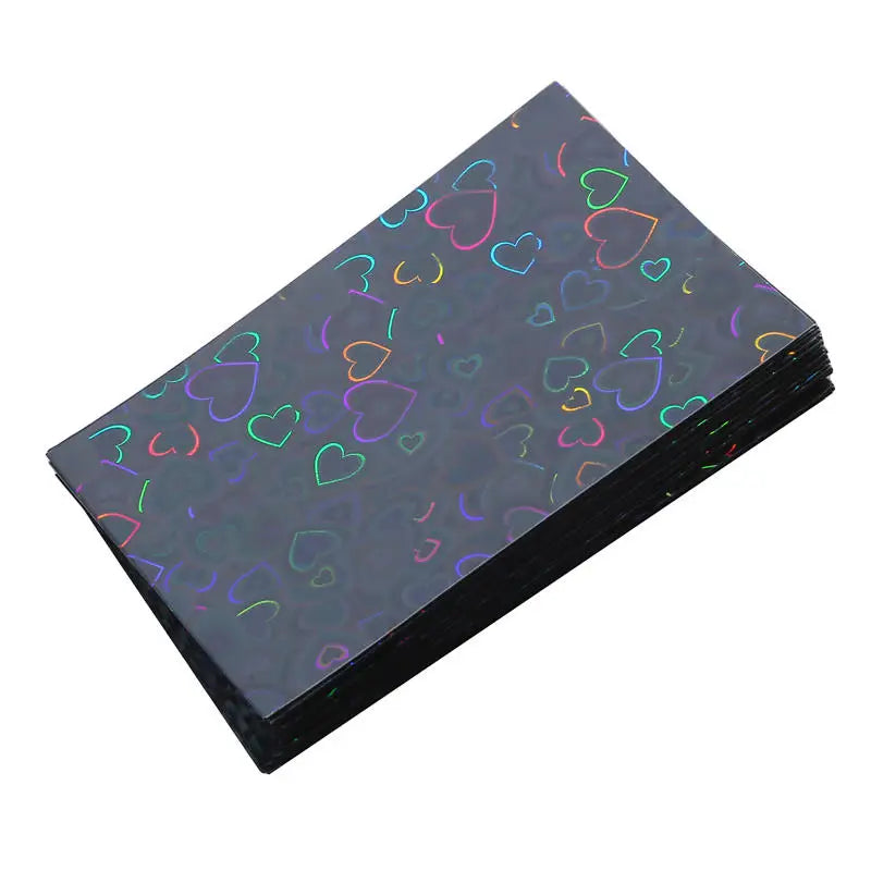 50Pcs/Pack Holographic Heart Kpop Photocard Sleeves Double Layer Matte Card Protector for Photo Cards Album Collectibles Peaceful Pleasures Health and Wellness black