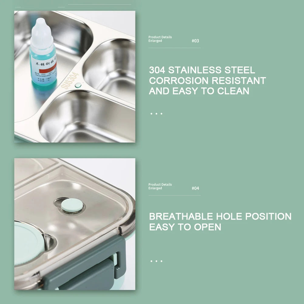 3-Compartment Insulated Stainless Steel Bento Lunch Box
