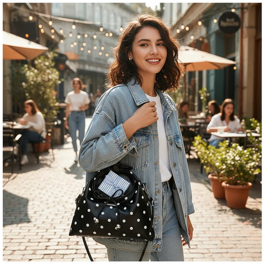 Korean Style Polka Dot Handbag With Shiny Leather For Daily Use And Casual Outfits Peaceful Pleasures Health and Wellness