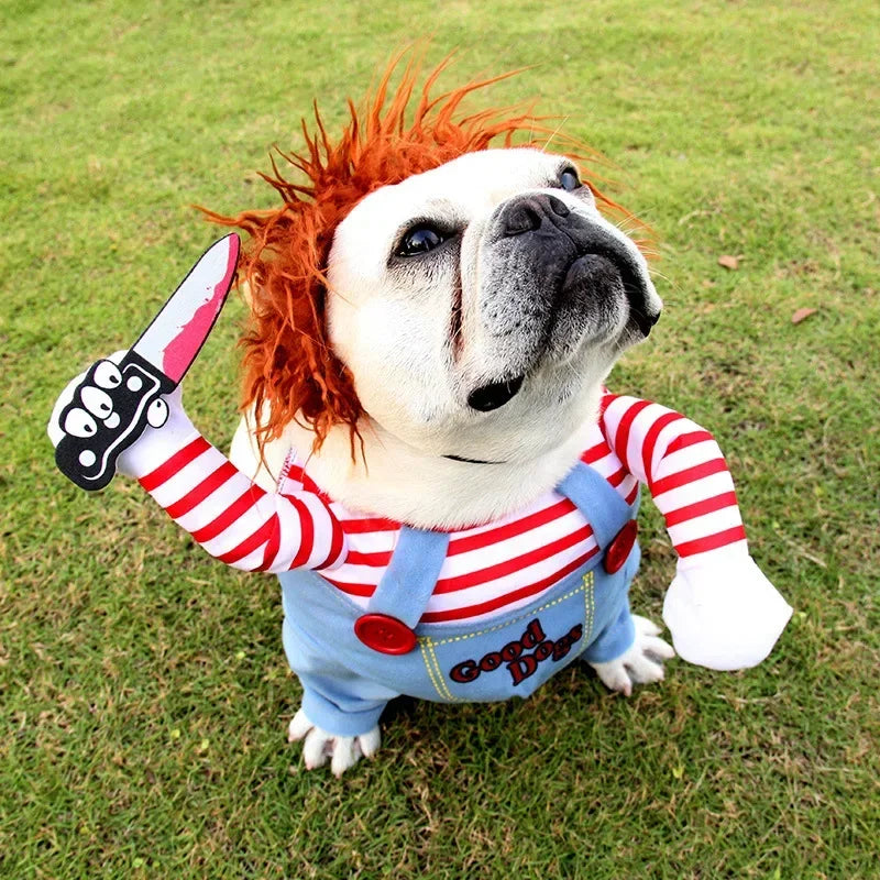 Halloween Deadly Doll Dog Costume – Funny Pet Dress Up Set