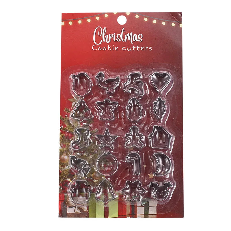 DIY 20Pcs/Set Mini Stainless Steel Cookie Cutter Biscuit Mold Christmas Deer Head Snowman Molds Tools Fondant Gingerbread Man Peaceful Pleasures Health and Wellness 20Pcs