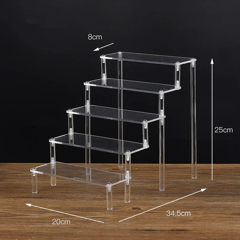 Black Acrylic Display Stand 1–5 Tier Riser for Figures & Decor