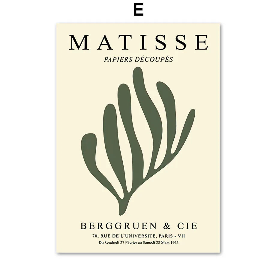 Sage Green Matisse Abstract Flower Canvas Wall Art Print