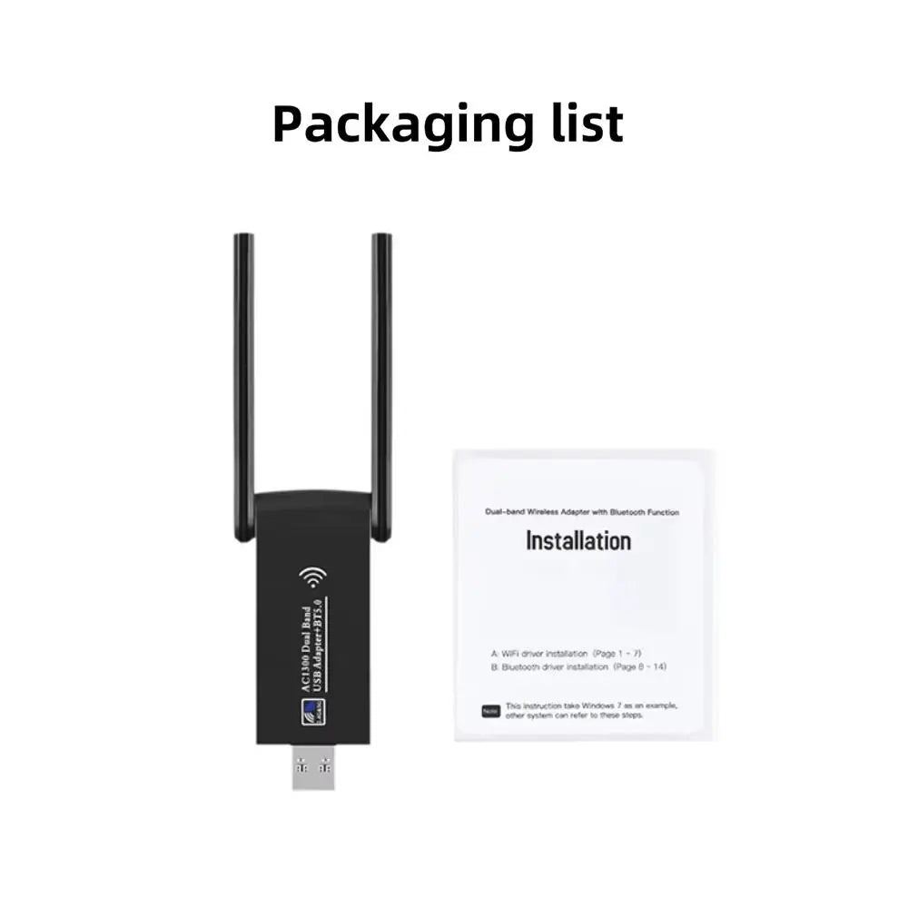 Dual Band WiFi USB Adapter 2.4G/5Ghz USB3.0 Interface 1300Mbps WiFi Dongle 2 Antenna Design Powerful Wireless Network Card Peaceful Pleasures Health and Wellness