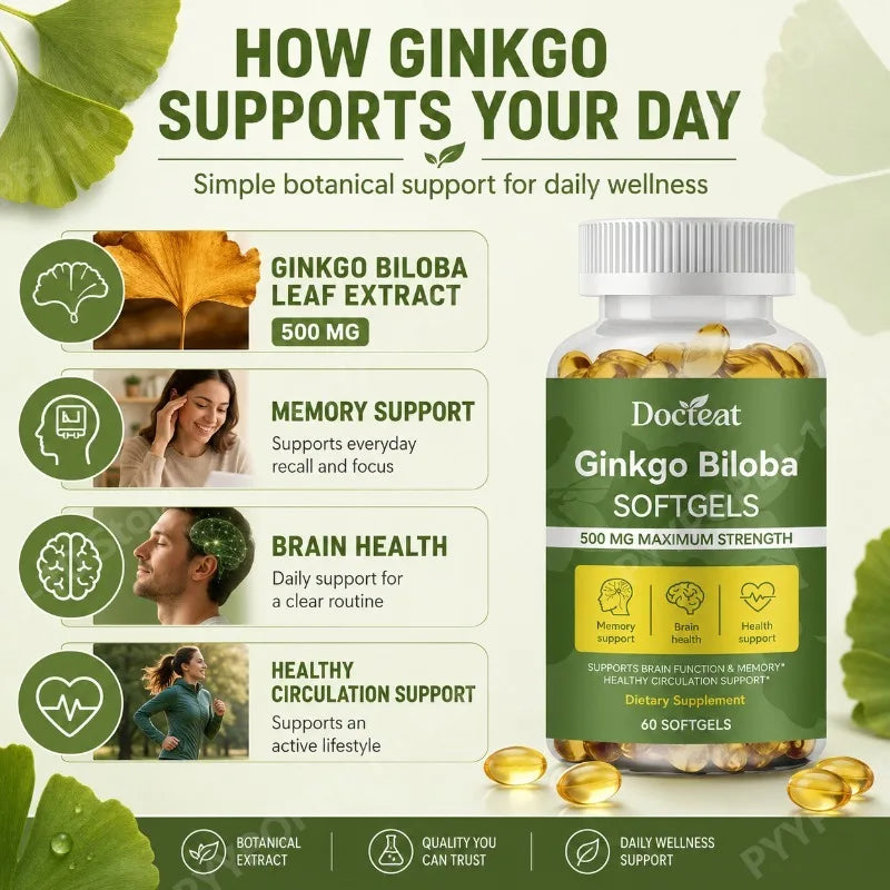 Ginkgo Biloba Extract 500mg Cognitive Wellness | 60 Softgels