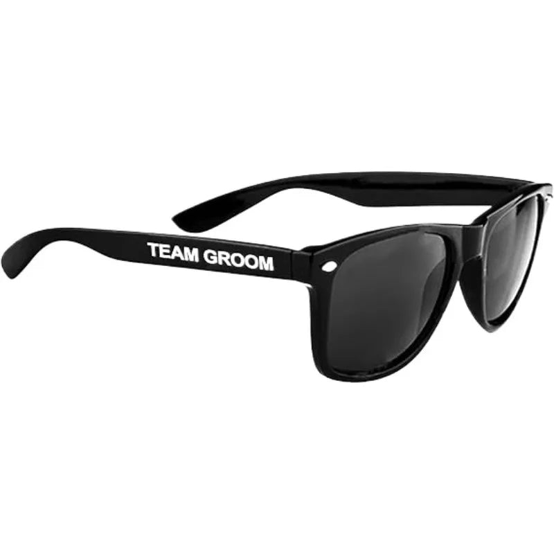 Groom & Team Groom Black Sunglasses | Bachelor Party Wedding Gift Party Favor Sunglasses Peaceful Pleasures Health and Wellness Team Groom 1pcs