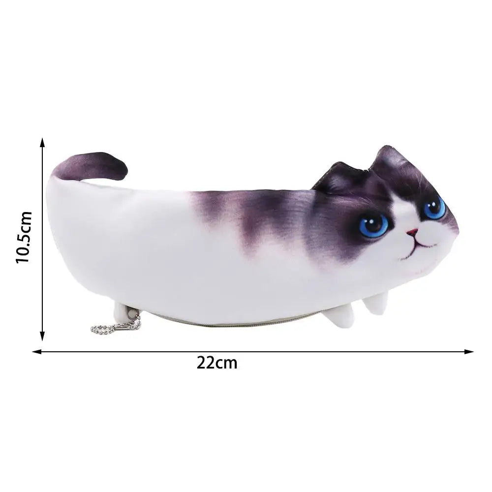 Creative Girl Student Gift Pencil Box Soft Cloth Stationery Pencil Case Simulation Cartoon Cat Storage Organizer Pen Bag Peaceful Pleasures Health and Wellness