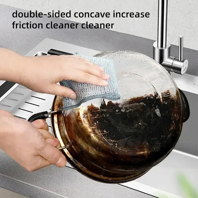 Steel Wire Scrubbing Cloths – Double Layer Kitchen Cleaning Pads 5pc