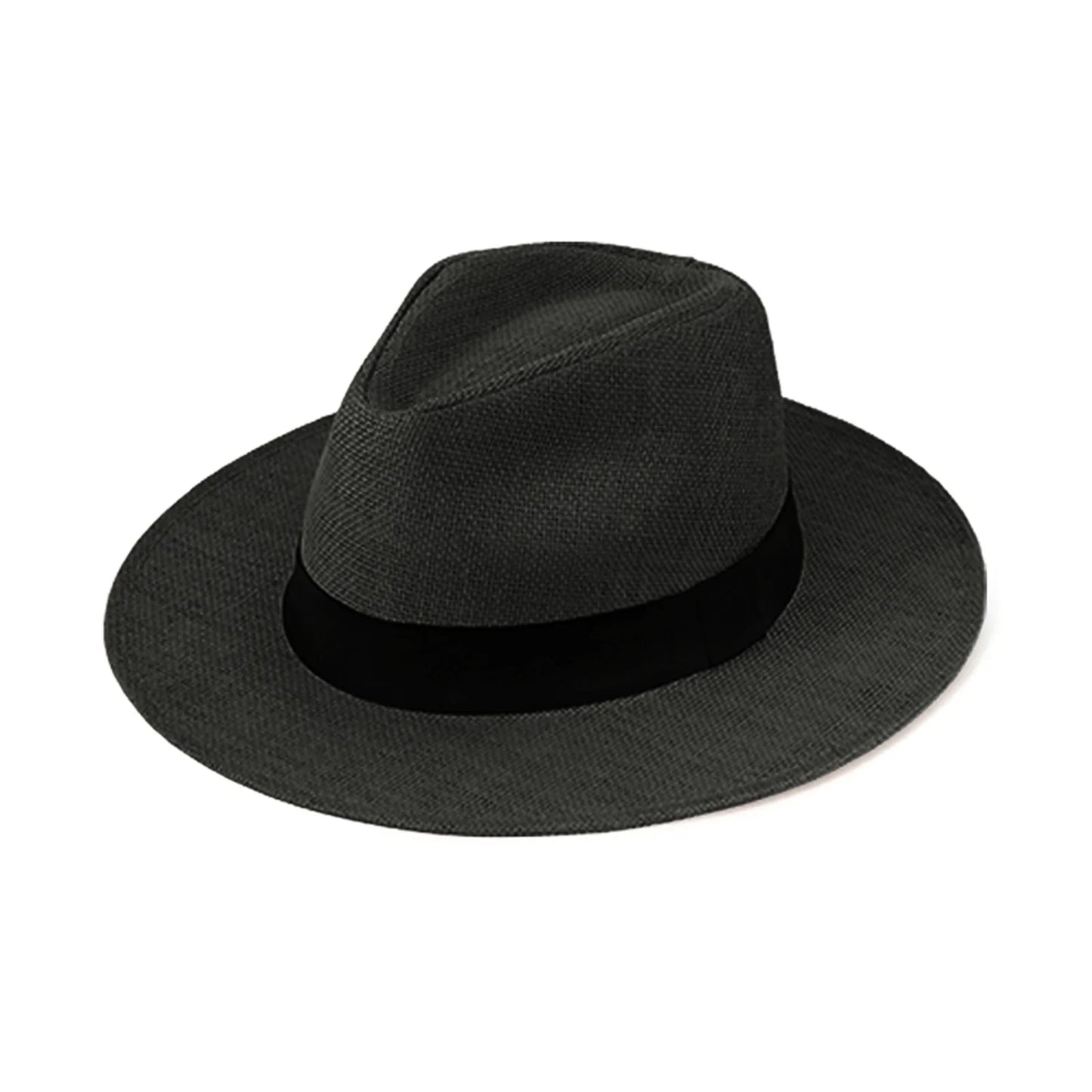 Hot Fashion Summer Casual Unisex Beach Trilby Large Brim Jazz Sun Hat Panama Hat Paper Straw Women Men Cap With Black Ribbon Peaceful Pleasures Health and Wellness black 58