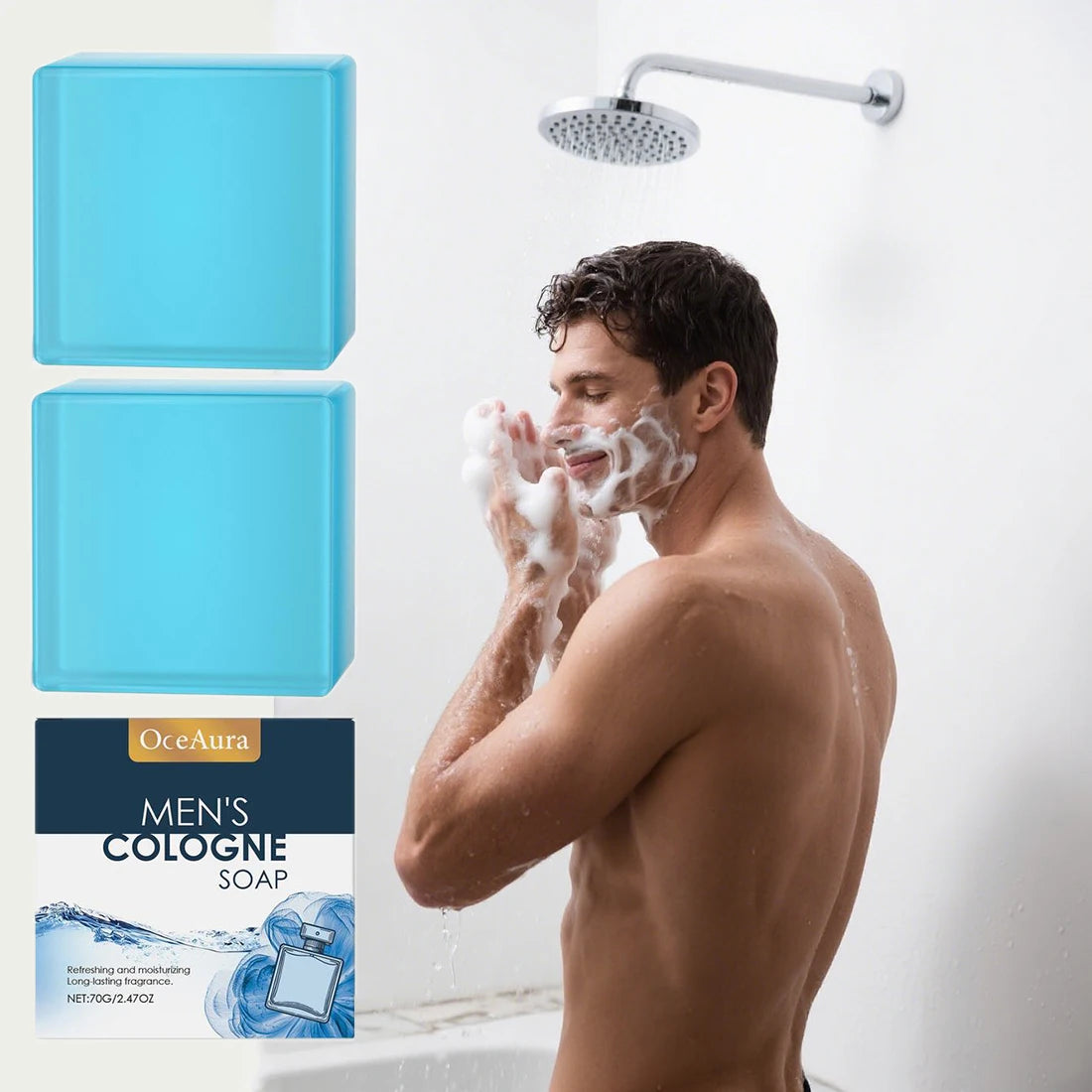 Ouhoe Men's Cologne Handmade Natural Bar Soap 70g – Deep Cleansing, Moisturizing & Exfoliating Body Soap (1 or 2 Bars) Peaceful Pleasures Health and Wellness