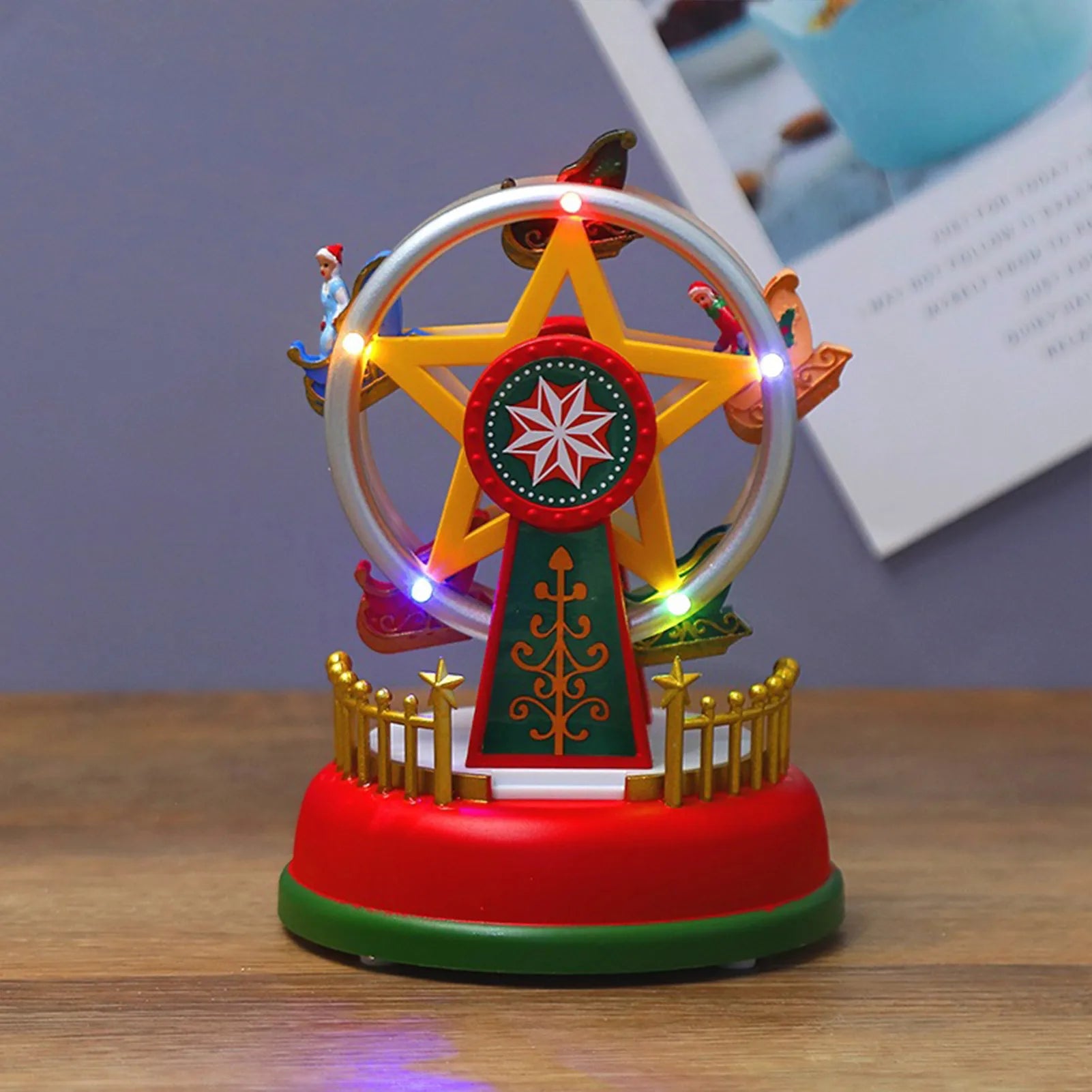 Glowing Music Carousel Ferris Wheel Christmas Gift Christmas Decoration Rotating Merry Go Round Without Batteries Peaceful Pleasures Health and Wellness