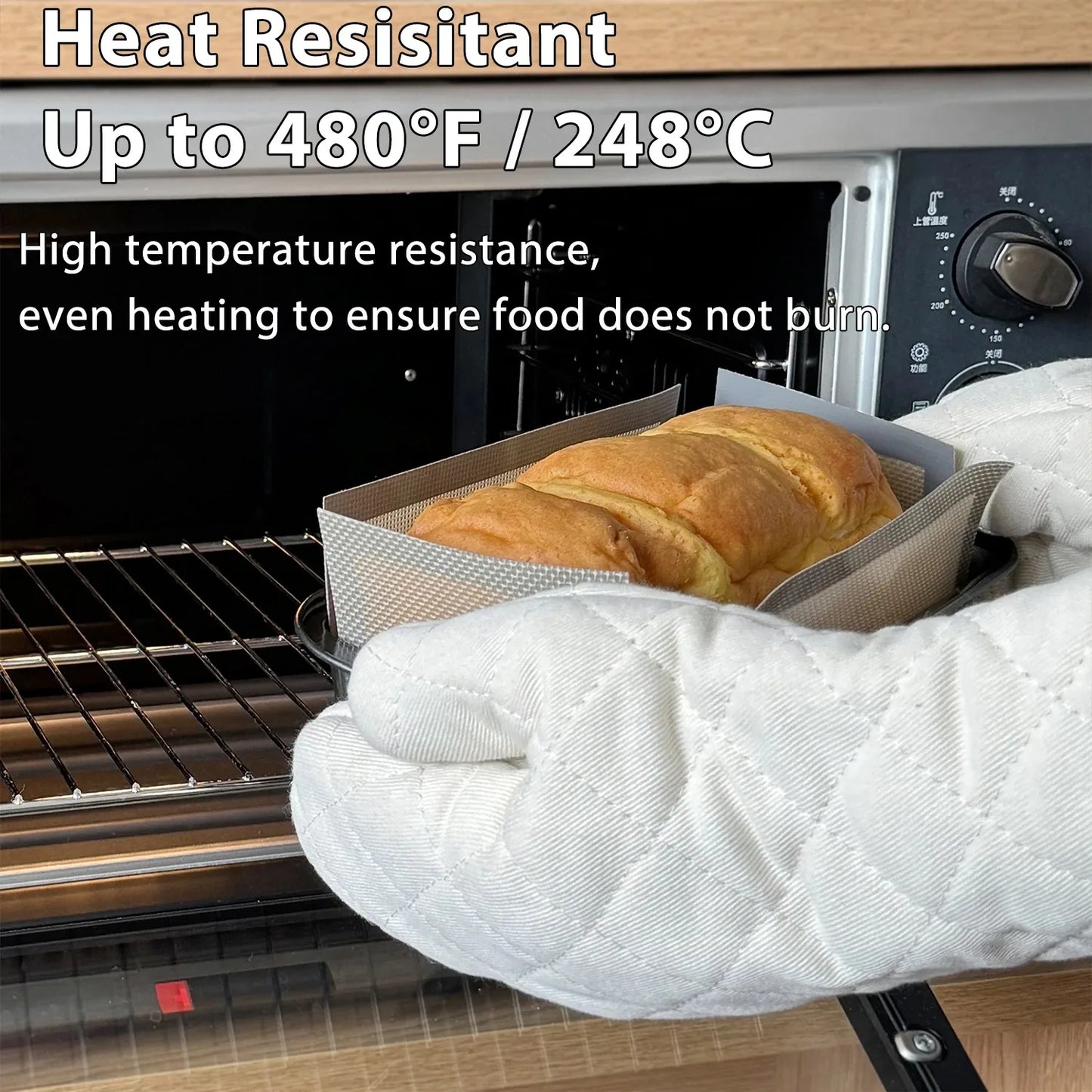 Silicone Bread Loaf Pan Liner – Reusable Non-Stick Baking Mat for 9.5 x 5 Inch / 1.5LB Pans, Oven Safe to 480°F
