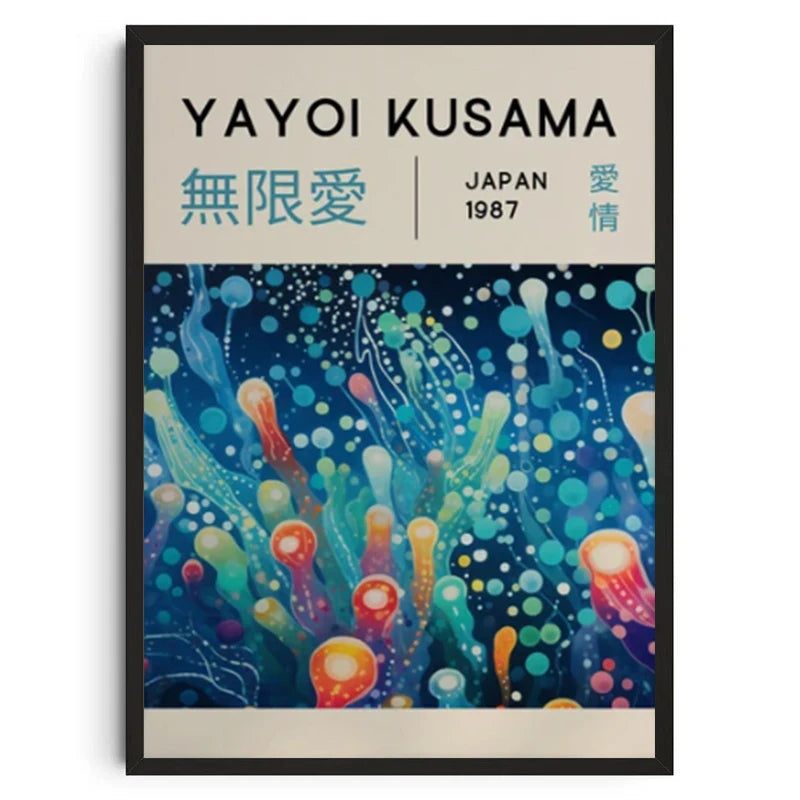 Abstract Yayoi Kusama Style Canvas Poster, Japanese Modern Art Mural Frameless Wall Art for Home Living Room Gallery Decor Peaceful Pleasures Health and Wellness DD027-23 20x30cm Unframed