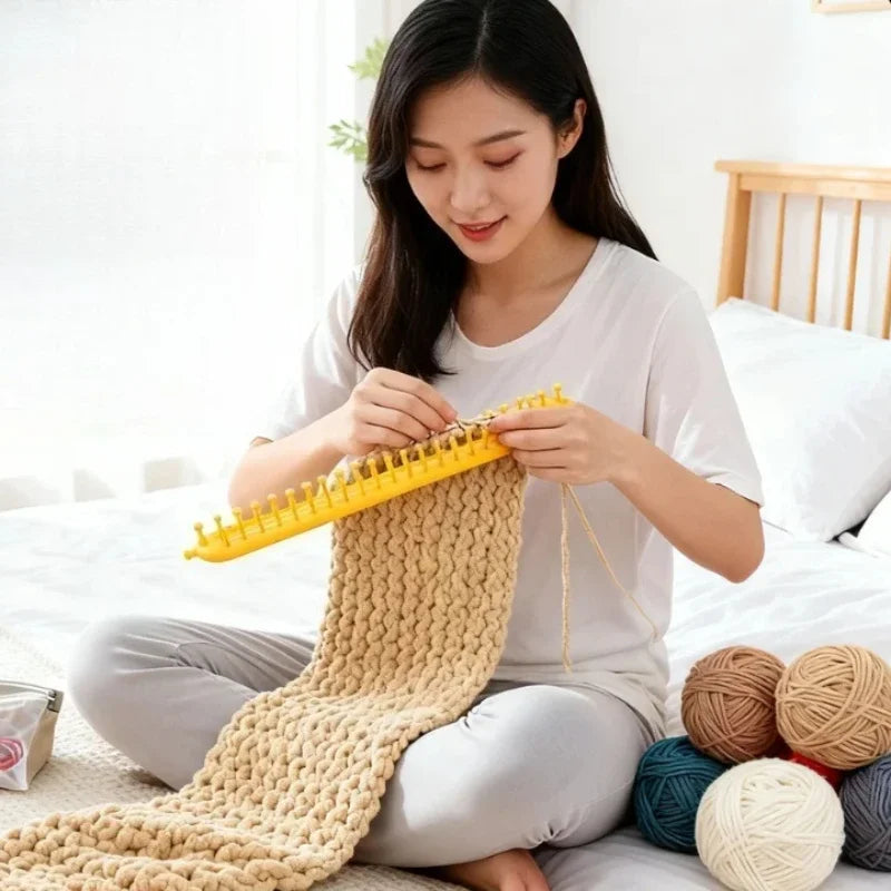 DIY Plastic Weaving Loom Knitting Kit Durable Portable Handmade Craft Rectangle Wool Knitter DIY DIY Machine Sewing Tools Loom Peaceful Pleasures Health and Wellness