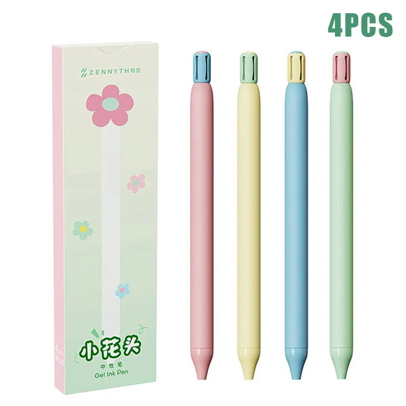 Flower Push-Button Pens 0.5mm Black Ink – 1 or 4 Pack Gift