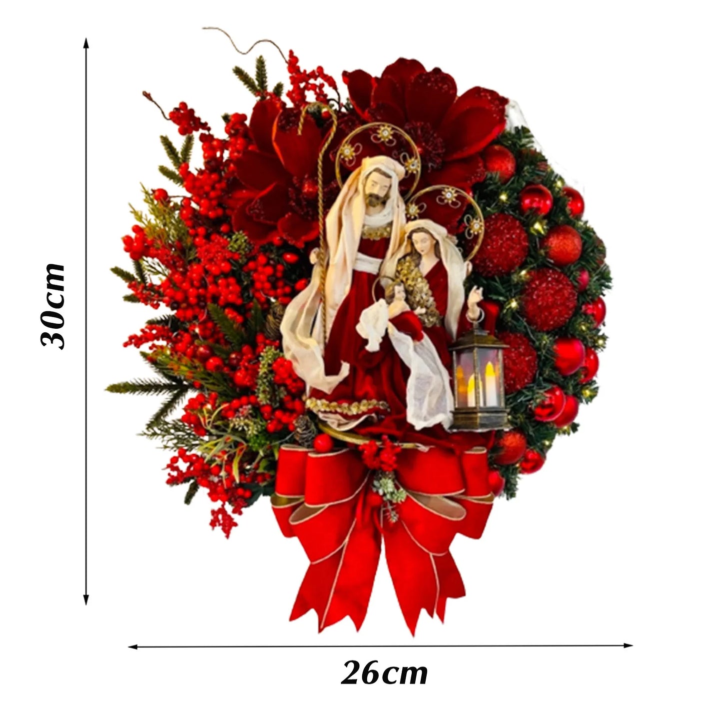 Christmas Wooden Hanging Sign Christmas Hanging Sign Sacred Xmas Wreath Decor for Front Door Window Wall Peaceful Pleasures Health and Wellness
