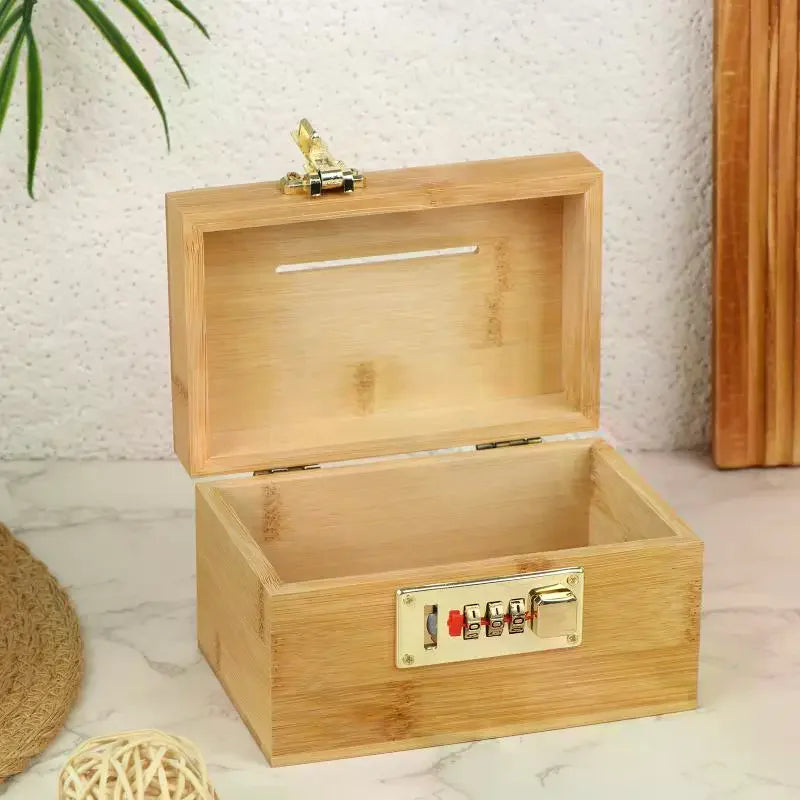 Wooden Combination Lock Treasure Box | Decorative Savings Bank